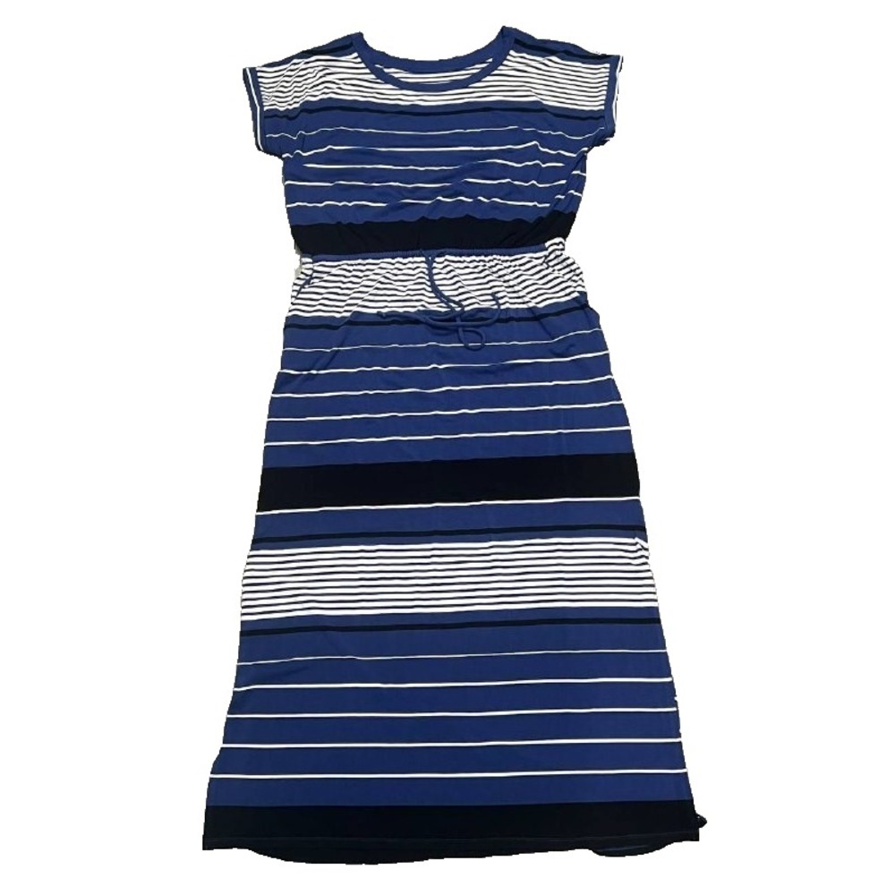 Ava & Viv striped Midi striped Dress preppy Y2K Blue 1X A006534